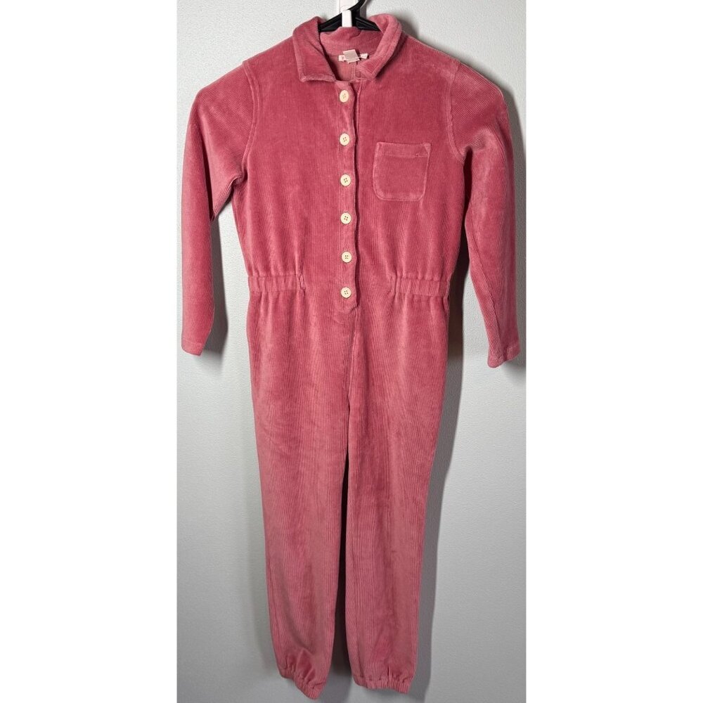 Crewcuts J.Crew Girls Pink Long Sleeve Jumpsuit Size 6 Corduroy Button Up Pocket
